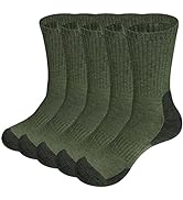 YUEDGE Mens Workout Athletic Socks Moisture Wick Cushioned Crew Socks Padded Work Socks For Men S...