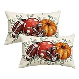 AVOIN colorlife Fall Football Red Helmet Pillow Cover 12x20 Inch Set of 2