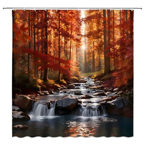 GCTNBJL Fall Forest Waterfall Shower Curtain for Bathroom,70x70(WxH) Inches by GCTNBJL - Used condition - Image 2