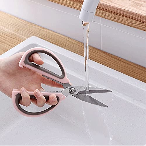 Forbici da cucina Forbici da cucina in acciaio inossidabile per uso domestico Forbici affilate grandi multifunzionali (rosa)