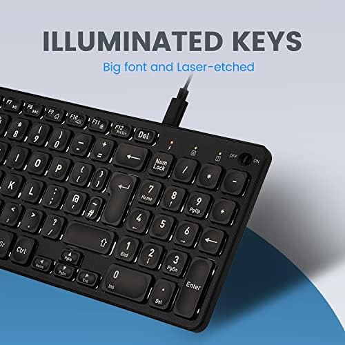 perixx PERIBOARD-333B Wired Backlit USB Keyboard- X Type Scissor Keys - Compact