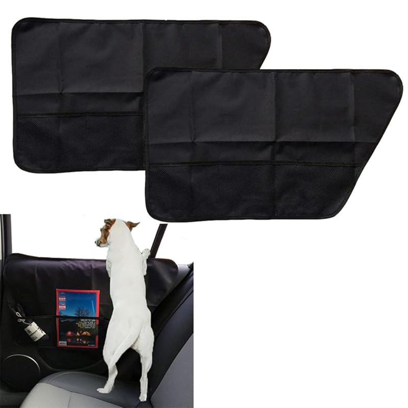 Capa protetora para porta de carro para cães em tecido Oxford, preta, Samlee — Pacote com 2