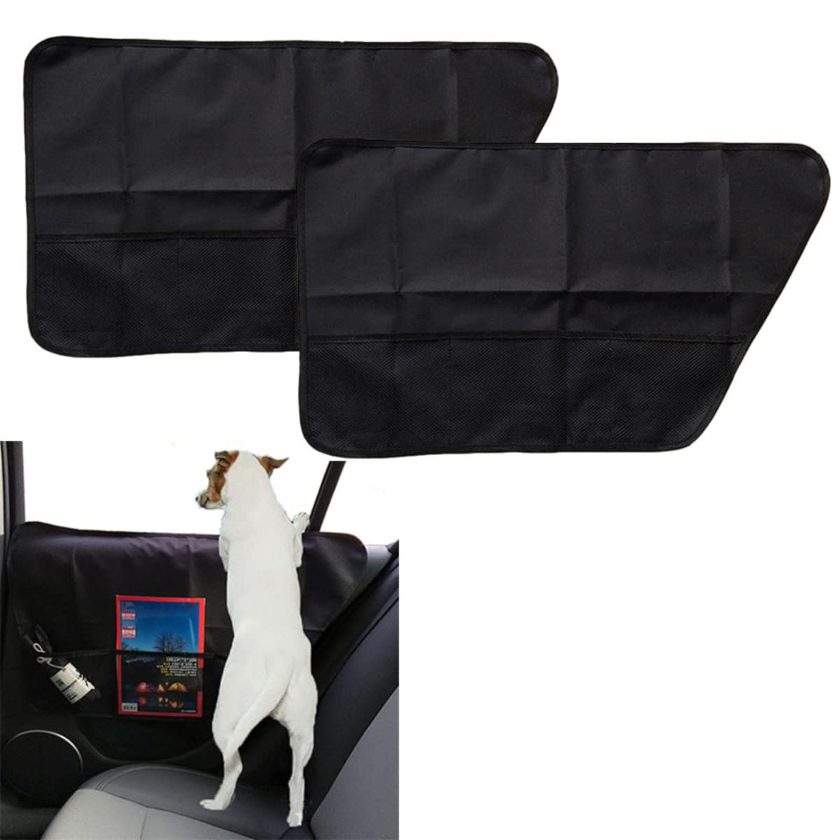 2-Pack Dog Car Door Guard - Anti-Scratch Back Seat Protector - Oxford Fabric, Black - Pet Supplies - Car Accessories for Dogs