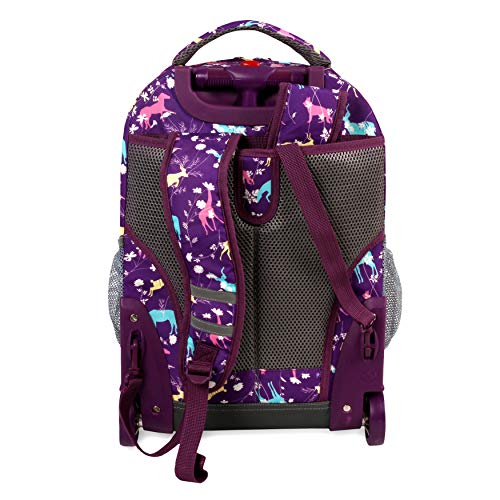 J World New York Sunrise Rolling Backpack. Roller Bag with Wheels, Safari, 18