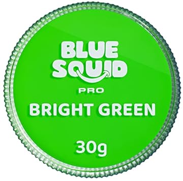 Blue Squid PRO Face Paint - Professional Water Based Single Cake Facepaint & Body Paints - SFX Makeup, Kids Adults Painting for Costume, Halloween Face Paints for Children - Bright Green 30g / 1oz