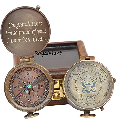 Brújula personalizada antigua de latón estilo vintage para regalo de graduación, aniversario, bautizo, retiro o Navidad - brújula funcional miniatura 4