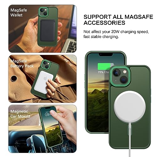 BENTOBEN Magnetic for iPhone 13 Case & iPhone 14 Case [Compatible with Magsafe] Translucent Matte Phone Case iPhone 13/14 Slim Shockproof Women Men Protective Cover for iPhone 13/14 6.1", Dark Green by BENTOBEN - Image 2