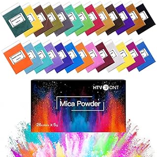 HTVRONT Mica Powder for Epoxy Resin 130g - 26 Colors Shimmery Pigment Powder - Easy to Mix & Natural Resin Mica Powder for Soap Making, Lip Gloss, Bath Bombs