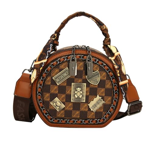 Image of Vintage Women's Bag,Round Crossbody Bag, Shoulder Crossbody Circle Tote Bag, Large Capacity Purse Handbag