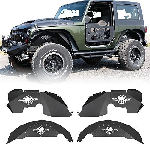 Image of JROAD Soldier Front&Rear Inner Fender Liners Aluminum compatible with Jeep Wrangler 07-18 JK JKU Sports Sahara Rubicon 2 /4-Door