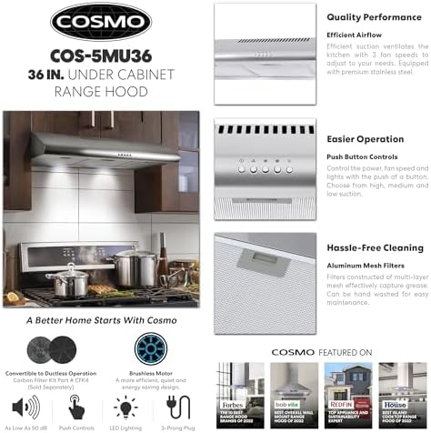 36 in. Delta Coll Ducted Under Cabinet Range Hood, Mesh Filters, Stainless - 2