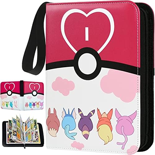 Trading Card Binder for Cards - Cards Holder Album Fits 400 Cards with 50 Removable Sheet Cards Holder Folder Binder Album for Boys Girls (Pink)