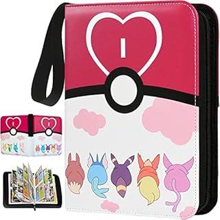 Trading Card Binder for Cards - Cards Holder Album Fits 400 Cards with 50 Removable Sheet Cards Holder Folder Binder Album for Boys Girls (Pink)