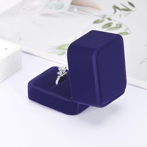 KUKUVR 2 Pieces Velvet Ring Gift Box, Small Ring Storage Boxes for Proposal Wedding Engagement Christmas Valentine's Day, Ring Earrings Stud Holder Display box for Woman