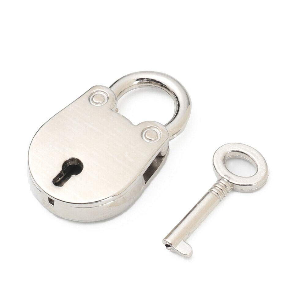 Vogueing Tool Small 1 Key Lock, 4pcs Vintage Antique Padlocks Mini Lock with Key for Jewelry Box Storage Box Diary Book(Silver)