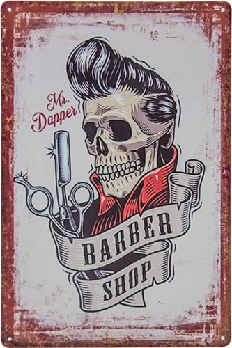 Formato: 30 x 20 cm 30 x 20 cm Targa in metallo retrò – Barber Shop Vintage – Targa decorativa per barbiere, barbiere, coiffeuer, parrucchiere e casa