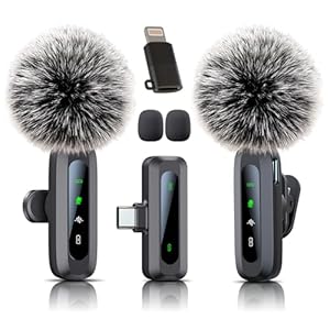 Mikrofon kabellos, Mikrofon handy mini mikrofon für iPhone und USB-C-Stecker, lavalier mikrofon mit Rauschunterdrückung, LED-Display und drehbarem Clip, ideal für Vlog, TikTok und Inhaltserstellung