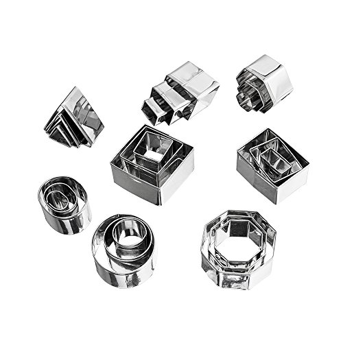 Homy Feel Mini Geometric Shaped Cookie Biscuit Cutter Set 24 Octagon Square Heart