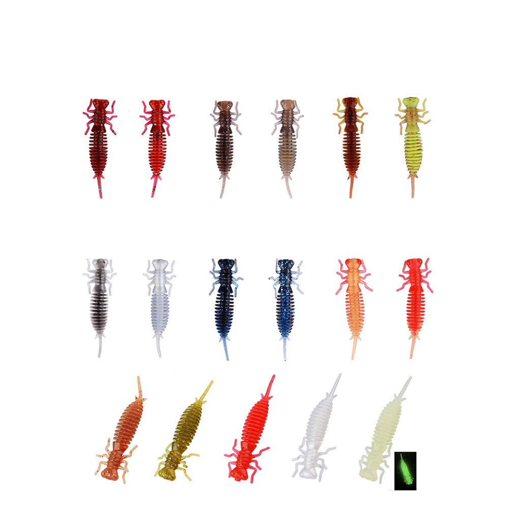 East Rain 1.96'/2.44'/3.34' Artificial Cicada Larva Silicone Bait 0.03/0.06/0.16oz.Insect Thread Soft Baits Lake River Streams Freshwater Bass Walleye Panfish Pike Trout