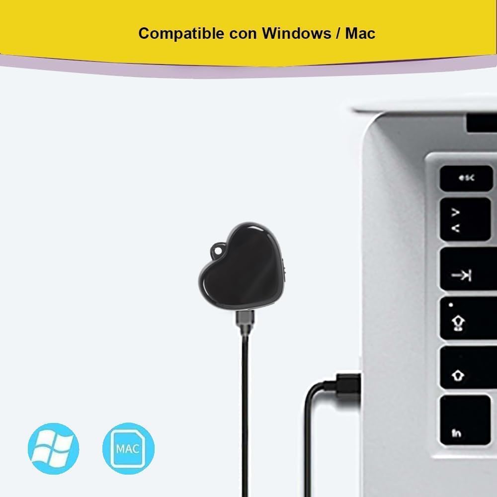 Registratore Vocale Digitale USB Spy - Mini Dittafono Attivato Dalla Voce 16/32GB - Nero