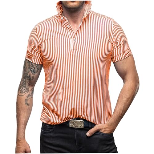 T-shirt rayé pour homme en textile léger avec col boutonné à revers
