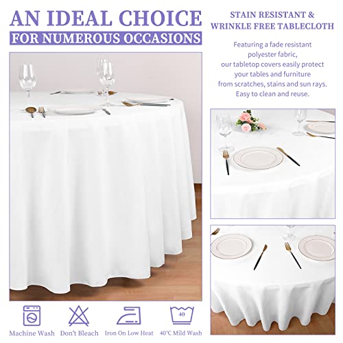Nappe ronde blanche de 228,6 cm en polyester pour banquet Lot de 8 - 7