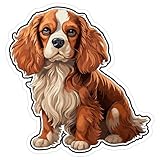 Cavalier King Charles Spaniel Sticker 4 Inch Cavalier Lover Toy Spaniel - Waterproof Animal Vinyl Decal for Laptop Water Bottle Car Tumbler - Durable Aesthetic Long-Lasting Stickers for Adults ID44990