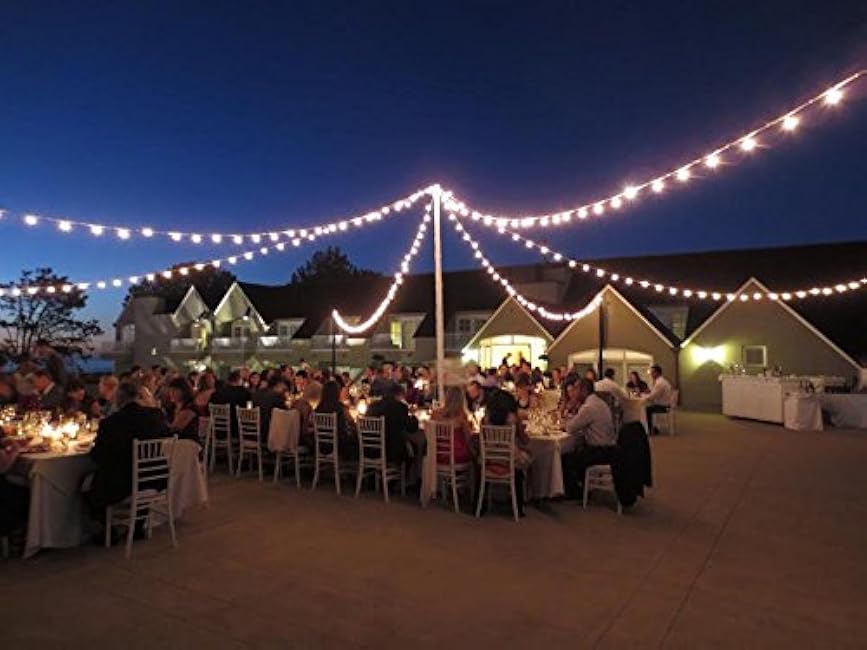 Hometown Evolution, Inc. 50 Foot G50 Patio Globe String Lights with 2 Inch Clear Bulbs with Green Wire (+2 Free Spares) for Outdoor String Lighting