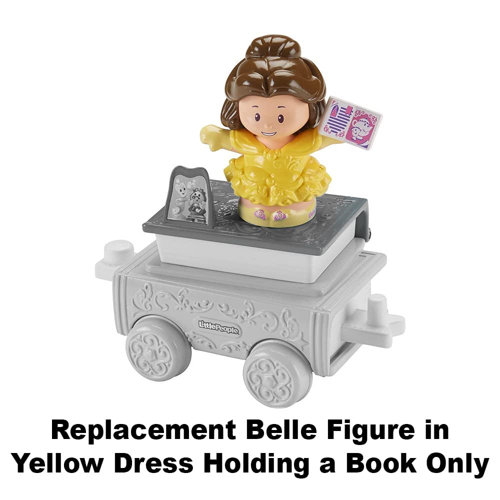 Pieza de repuesto para Fisher-Price Little People Princess Parade Belle & Chip Float - GKR21 ~ Figura de Belle de repuesto en vestido amarillo sosteniendo un libro