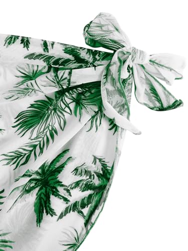 Image of Milumia Girl's 3 Piece Swimsuits Printed Twist Bikini Set with Coverup Skirt Beachwear