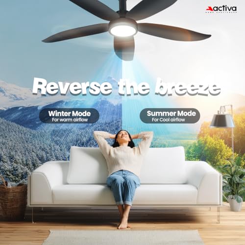 Image of ACTIVA BLDC Ceiling Fan 1200mm Aero Five With Remote Control | 5 Blade ABS Body | BEE 5 Star Rated 28W Energy Saving | High Speed Air Delivery, Reversible Mode, Timer | 5 Year Warranty | Pearl Grey