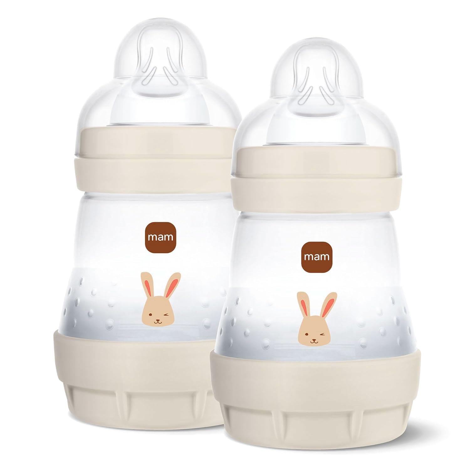 MAM Lot de 2 biberons anti-coliques de 160 ml - Avec tétine de taille 1 dès la naissance