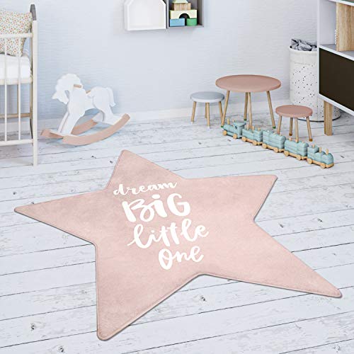 Paco Home Tappeto per la cameretta dei bambini, con diversi design, colori e misure, per bambino e bambina, Dimensione:Forma a stella da 120 cm, Colore:Pink 7
