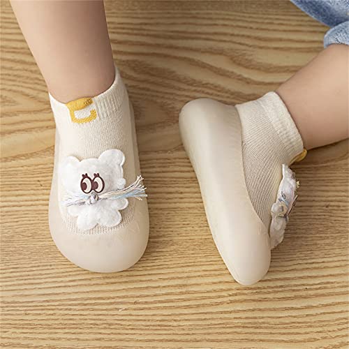 Toddler Baby Shoes Girl Boy Infant Boys Girls Animal Cartoon Socks Shoes Toddler Fleece WarmThe Floor (Beige, 6 Toddler)4