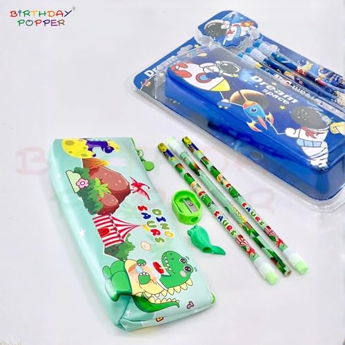 Image of Birthday Popper 4-in-1 Cartoon Themed Stationery Set for Kids - Set of 4 as Birthday Return Gifts, Study, Writing & Drawing - Type-4