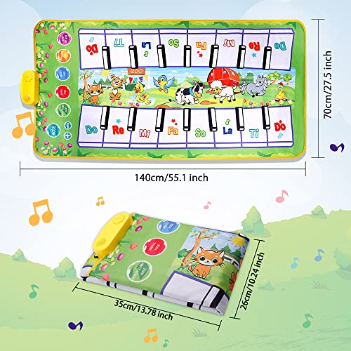 m zimoon Pianomat, (140 x 70 cm) groot formaat dansmat dubbele muzikale mat touch dier geluiden piano kleurrijke tapijt… - Image 7