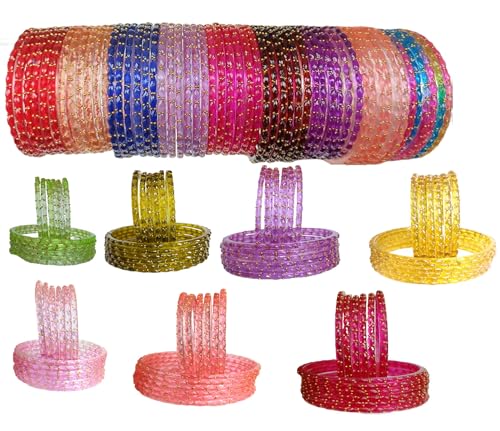 Image of JPS Plain and Glossy Finished Raindrop Glass Bangles Set for Women & Girls | Traditional Ethnic Chudi for Wedding, Party & Regular- Set of 12 Pcs of One Colour | Wedding Special