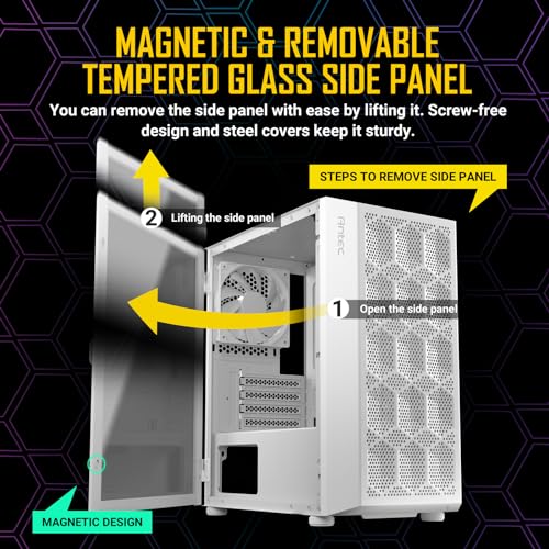 Image of Antec NX200 M White, Micro-ATX Tower, Mini-Tower Computer Case with 120mm Rear Fan Pre-Installed, Mesh Design in Front Panel Ventilated Airflow, NX Series