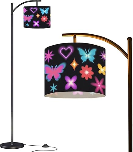 Lámpara de pie de arco mariposa y2k futurista colección de figuras estéticas neón abstractas lámpara de pie alta moderna regulable con control