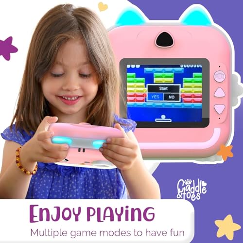 Image of CADDLE & TOES 48 MP 1080p HD Instant Print Camera Toy for Kids with Free App, 3 Rolls Print Paper, SD Card, Bluetooth, Fun Filters & Stickers | Birthday Gift for Girls & Boys Age 4-12 (Pink)