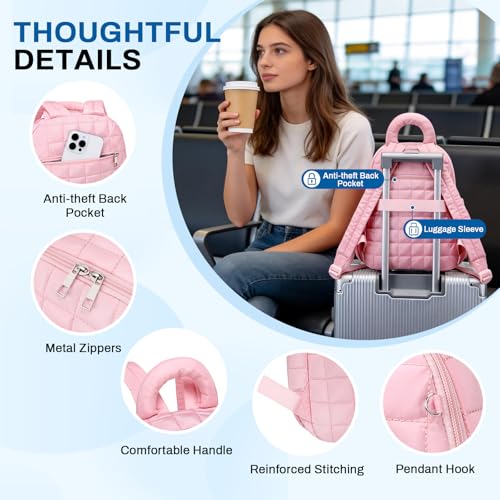 Image of Sisipoet Mini Backpack for Women, 2pcs Small Backpack for Ladies Bookbag Purse for Women with Handy Wallet and Luggage Strap, Pink
