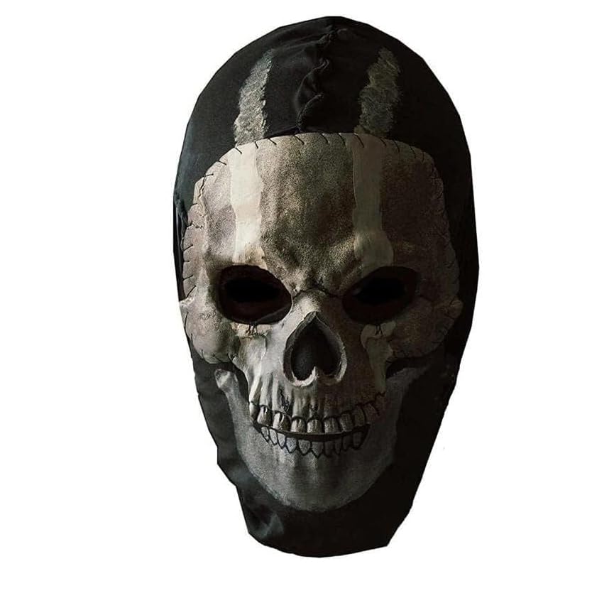 Unisex Ghost Skull Full Face Mask White Skeleton Gloves for War Game Outdoor Sport Halloween Party (style4 One Size)