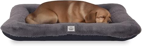 Dog Crate Bed for Medium Dogs,Memory Foam Dog Bed, Deluxe Thick Fluffy Comfy Kennel Pad, Durable Oxford Fabric on one Side, Washable Dog Bed with Waterproof Lining with Removable Cover. Dark Grey