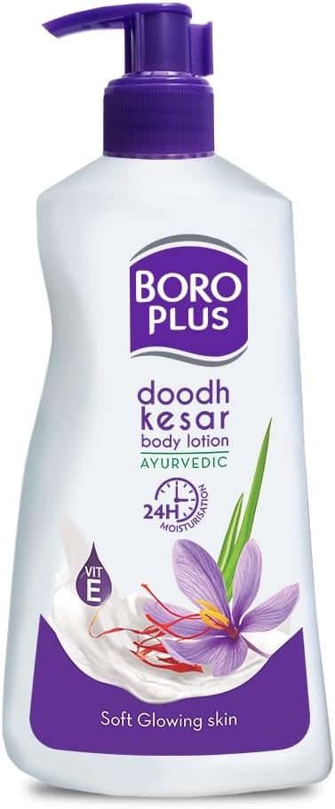Boroplus Ayurvedic Body Lotion | with Milk & Saffron | Moisturizing Lotion for Dry Skin | Hydrates & Provide Soft and Supple Skin | 13.53 Oz/400ml