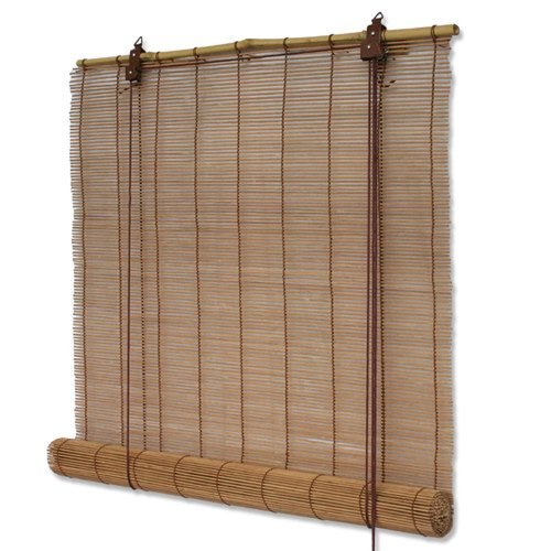 INTERDECO Bambusrollo mit Seitenzug, dekorativer Sichtschutz im Asia-Stil, freihängend, lichtdurchlässig, Braun, für Fenster und Türen, Typ 3704, 100 x 220 cm