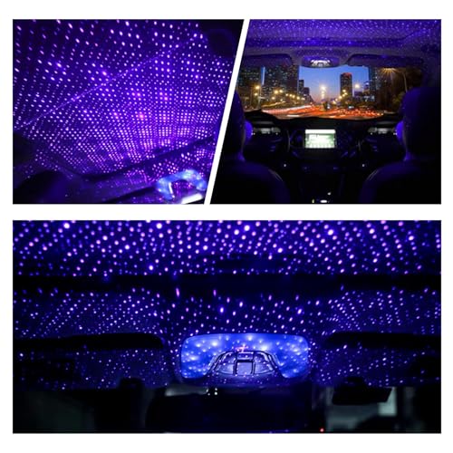 Image of 1 PC Car USB Ambient Light, Alloy Non-Destructive Installation Roof Laser Projection Starry Sky Light, Decorative Accessories, for Bedrooms, Cars, Parties, Walls, Ceilings (Purple Blue)