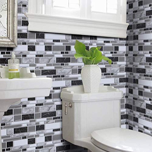 Black and White Peel and Stick Wallpaper for Kitchen,11.8inch x 393.7inch Kitchen Wallpaper Bathroom Self Adhesive Wall Paper Waterproof Countertop Removable Wallpaper Backsplash Vinyl Film Decoration - Thumbnail 3