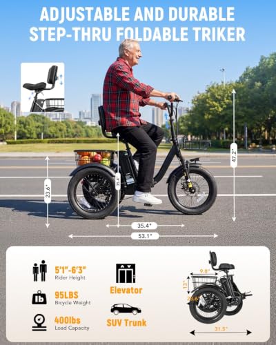 ACTBEST Folding Electric Tricycle for Adults 18 Inch Tires Comfortable Ride - Image 3