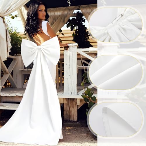 Bencailor Long 67" Big Satin Bow Cape Large Detachable Bow Train for Dress Waist Sash Belt for Bride Formal Wedding Dress3