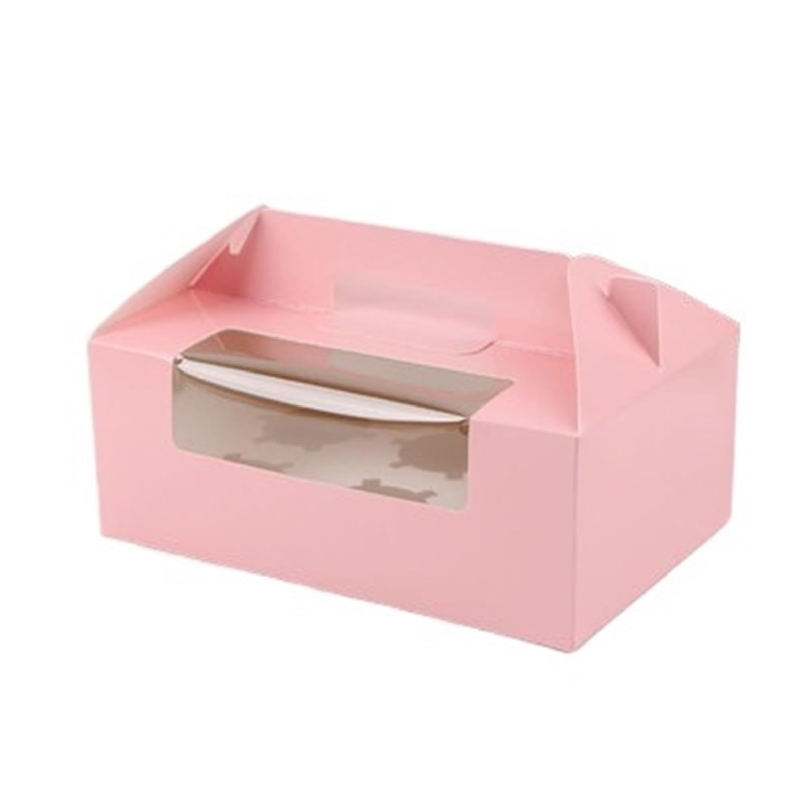 DHYUACN Cupcake Boxes with Clear Window Paper Cup Cake Box With Transparent Window, Muffin, White Cardboard, Baking Packaging(6 holes-1)